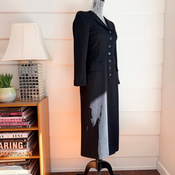 Vintage Harvé Bernard Black Tailored Coat Duster Petite size 2 - Picture 2 of 7